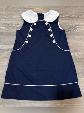 Shrimp & Grits Kids 3T Navy Sailor Dress White Collar Nautical Boutique